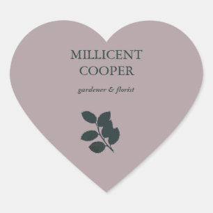 Adesivo Coração Folhas de cinza escura, roxo