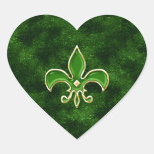 Adesivo Coração Folhas de Emerald Green Fleur de Lis Heart Sticker