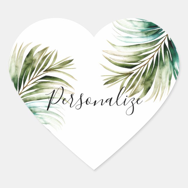 Adesivo Coração Folhas Tropicais Chic (Frente)
