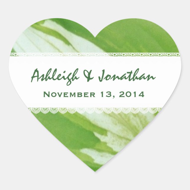 Adesivo Coração Folhas verdes e brancas e Lace V04 (Frente)