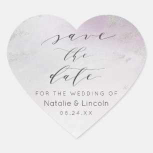 Adesivo Coração Forte de Prata Púrpura Ombre Leve Salva a Data