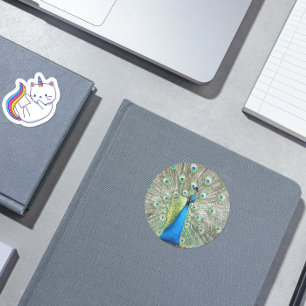 Adesivo Coração Foto de Plumagem de Penas de Pavão Azul