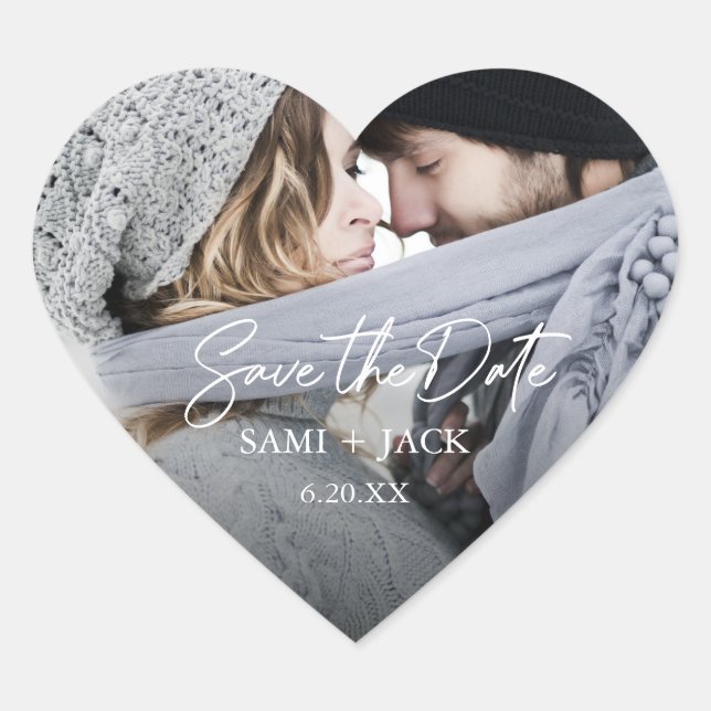 Adesivo Coração Foto: Salvar a data Coração=Selagens de envelopes  (Frente)