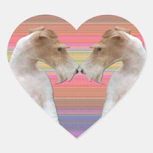 Adesivo Coração Fox Terrier do fio no amor