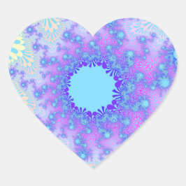 Adesivo Coração Fractal cor-de-rosa, azul-claro-pastel e roxo