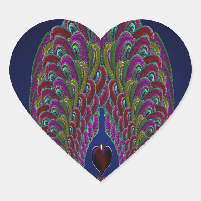 Adesivo Coração Fractal Peacock Heart (Frente)