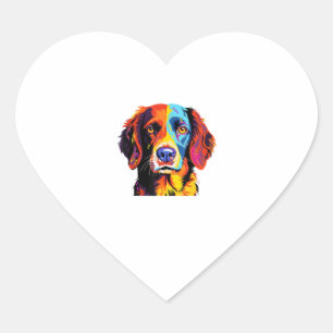 Adesivo Coração Francês Brittany Spaniel Mãe Pai Cachorro Face Pop