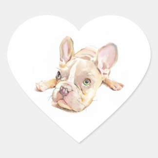 Adesivo Coração French Bulldog Heart Sticker, Dog Lover 