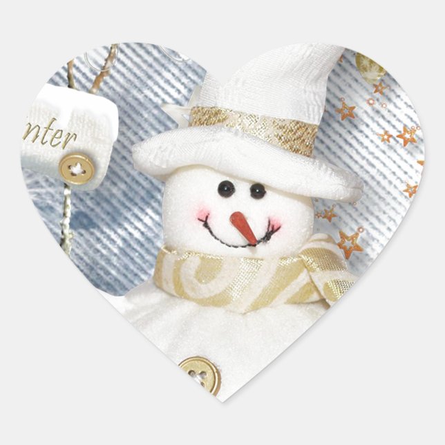 Adesivo Coração Frio Winter Snowman (Frente)