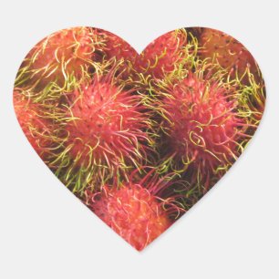 Adesivo Coração Fruta tropical Rambutan