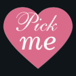 Adesivo Coração Fuchsia e White Pick Me Sticker<br><div class="desc">Este adesivo super fofo "me pegue",  faz um acessório de excelente para qualquer aperitivo,  sobremesa ou favor de comida.</div>