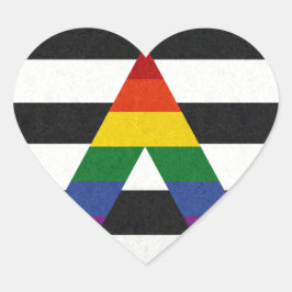 Adesivo Coração Fundo Colorido do Sinalizador do Orgulho Ally LGBT