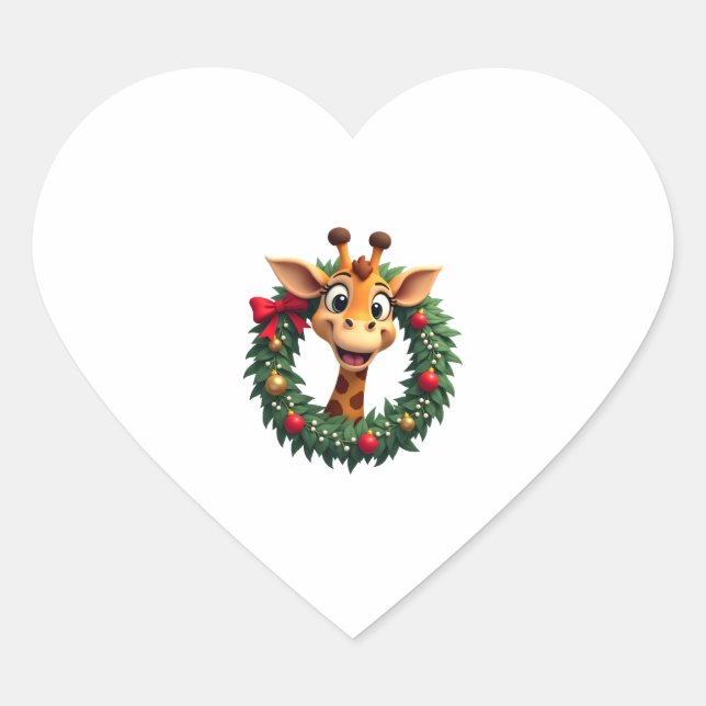 Adesivo Coração Funny Animal Giraffe Meme Face Festive Xmas T-Shir (Frente)
