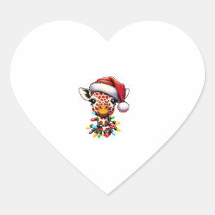 Adesivo Coração Funny Retro Giraffe Lover Papais noeis de Natal Li