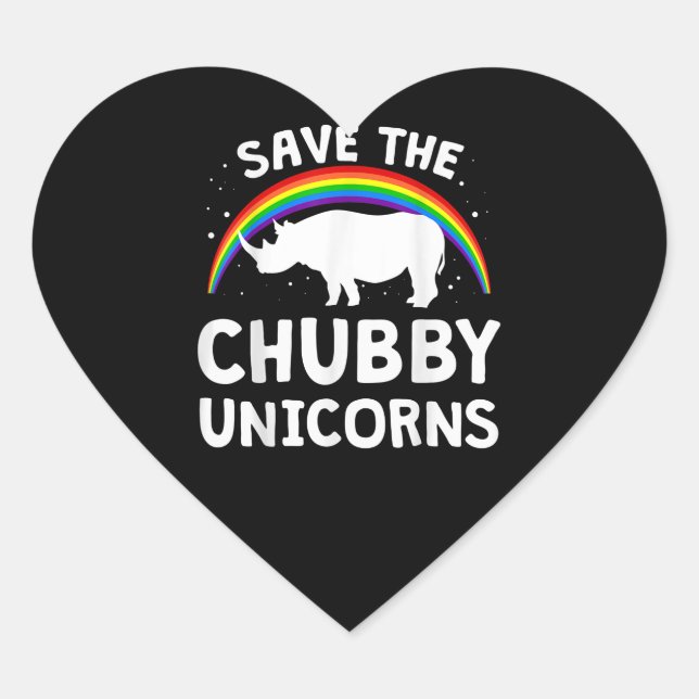 Adesivo Coração Funny Save Chubby Unicórns Rhino Lover Gift (Frente)