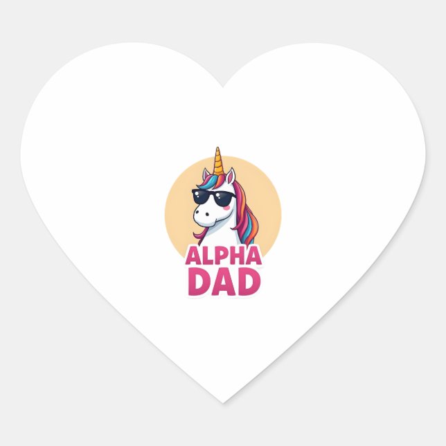 Adesivo Coração Funny Unicorn Dad Laufey Men Father's Day Christma (Frente)