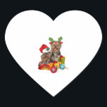 Adesivo Coração Funny Yorkshire Terrier christmas<br><div class="desc">Funny Yorkshire Terrier christmas</div>