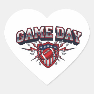 Adesivo Coração Futebol Americano Dia de Jogo Escudo Patriótico Es