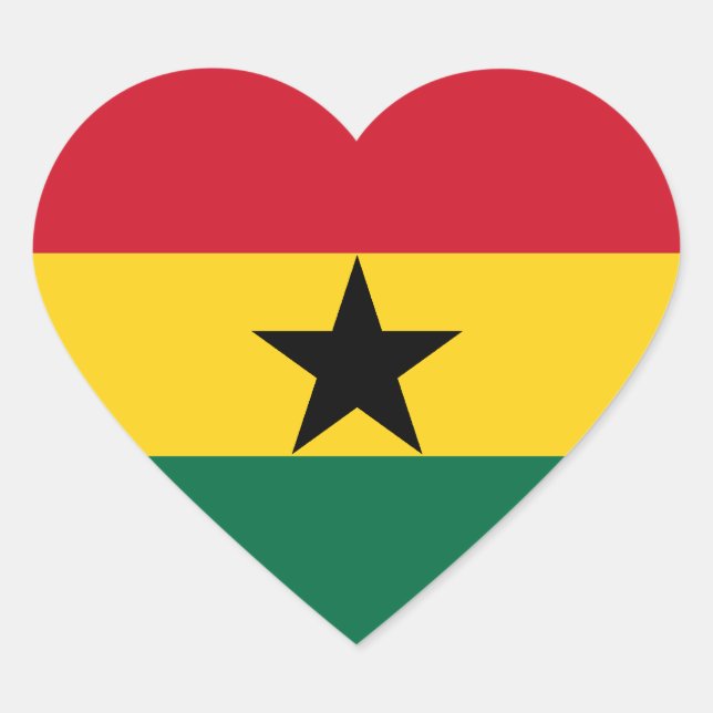 Adesivo Coração Gana Flag Heart Sticker (Frente)