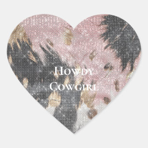 Adesivo Coração Garota Negra-Rosa Dourada-Cinzenta