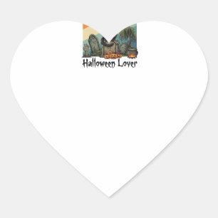 Adesivo Coração Gata Mãe Amante do Halloween Chapéu de Bruxa Preta
