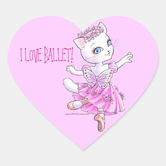 Adesivo Coração Gatinho Ballerina (Frente)