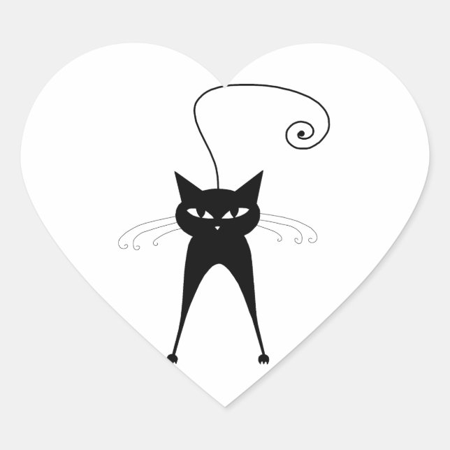 Adesivo Coração Gatinho branco preto 6 (Frente)