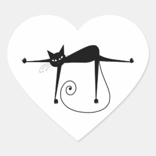 Adesivo Coração Gatinho irrisório preto 8