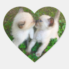 Adesivo Coração gatinhos se beijando