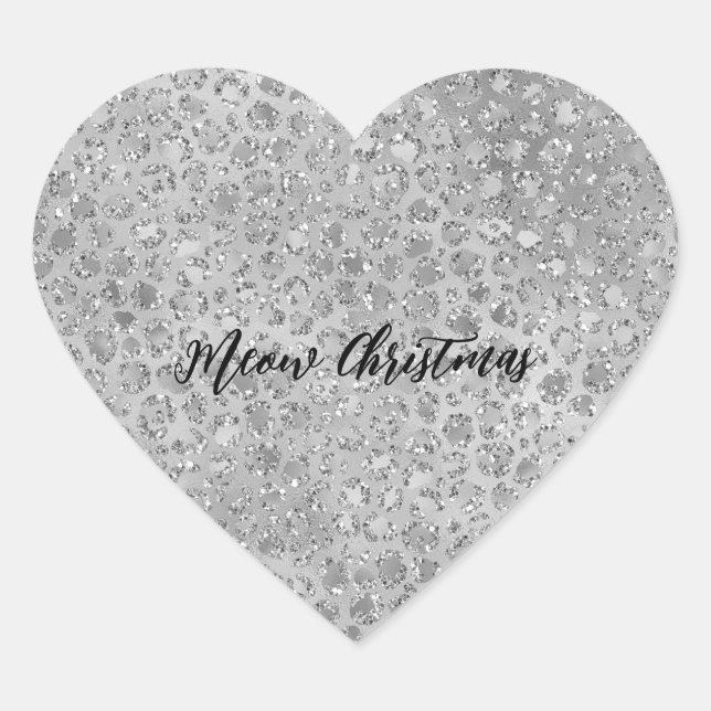 Adesivo Coração Gato de Cinza-de-erva-de-prata (Frente)