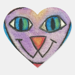 Adesivo Coração Gato de Gatinho Púrpura Rosa