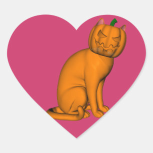 Adesivo Coração Gato de Halloween estranho