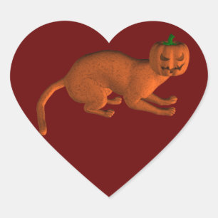 Adesivo Coração Gato de Halloween Tigre