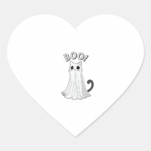 Adesivo Coração Gato Fantasma Ghost do Boo Gatinho Ghost Galloween
