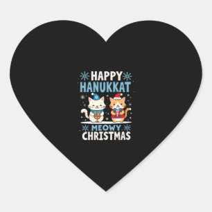 Adesivo Coração Gato Feliz Natal Feliz Hanukkah Judaico Cristão