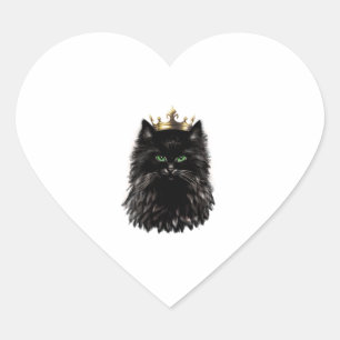 Adesivo Coração Gato Negro com Arte Digital Coroa