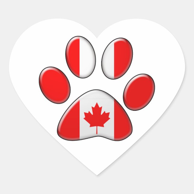 Adesivo Coração Gato patriótico canadense (Frente)