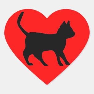 Adesivo Coração Gato Preto