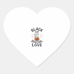 Adesivo Coração Gato Preto Amor Especial Design de Vetor de Gato d