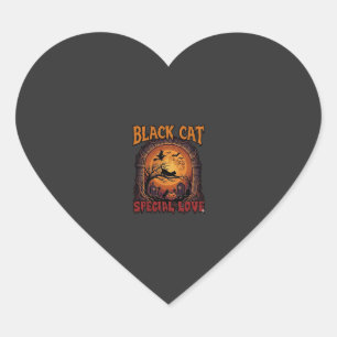 Adesivo Coração Gato Preto Amor Especial Halloween Lua Bruxa Abóbo