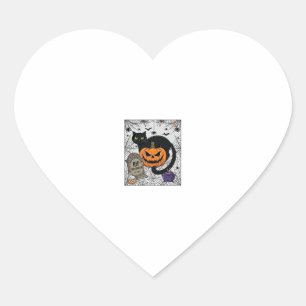 Adesivo Coração Gato Preto do Halloween Abóbora Lápide Caldeirão