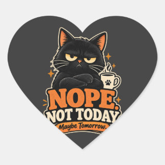 Adesivo Coração Gato Preto Engraçado Não Hoje Talvez Amanhã