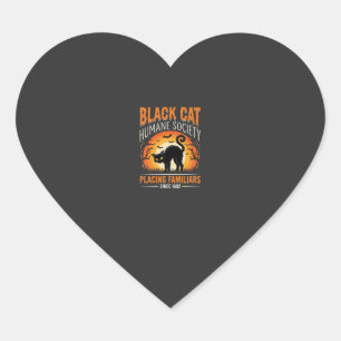 Adesivo Coração Gato Preto Halloween Humane Society Gráfico Vintag