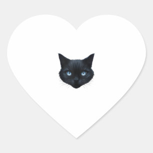 Adesivo Coração Gato Preto Olhos Azuis Gatos Homens Gatos Homens M