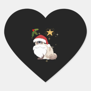Adesivo Coração gato Ragdoll de Natal