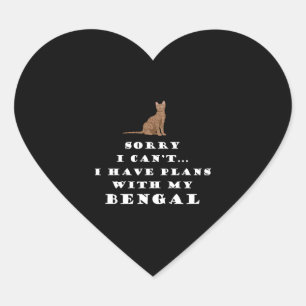 Adesivo Coração Gatos de Bengala Gato Bonito Engraçado