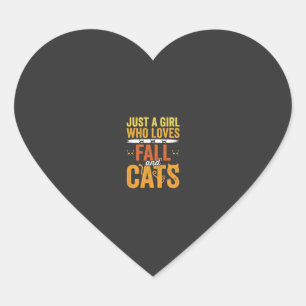 Adesivo Coração Gatos de Outono Design de Halloween para Garotas A