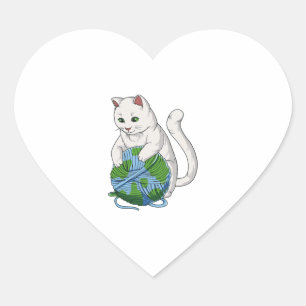 Adesivo Coração Gatos Governam O Globo Mundial Da Lã De Gato