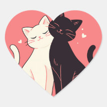 Gatos Kawaii Cuddling com Corações