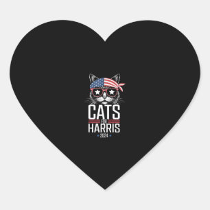 Adesivo Coração Gatos para Harris 2024 - Kamala Harris para Presid